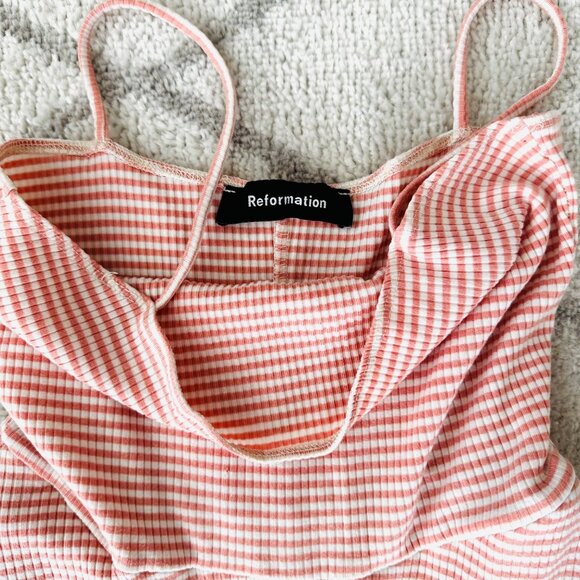 Reformation Striped Spaghetti Strap Full Skirt Striped Sundress Sz M - Picture 5 of 8